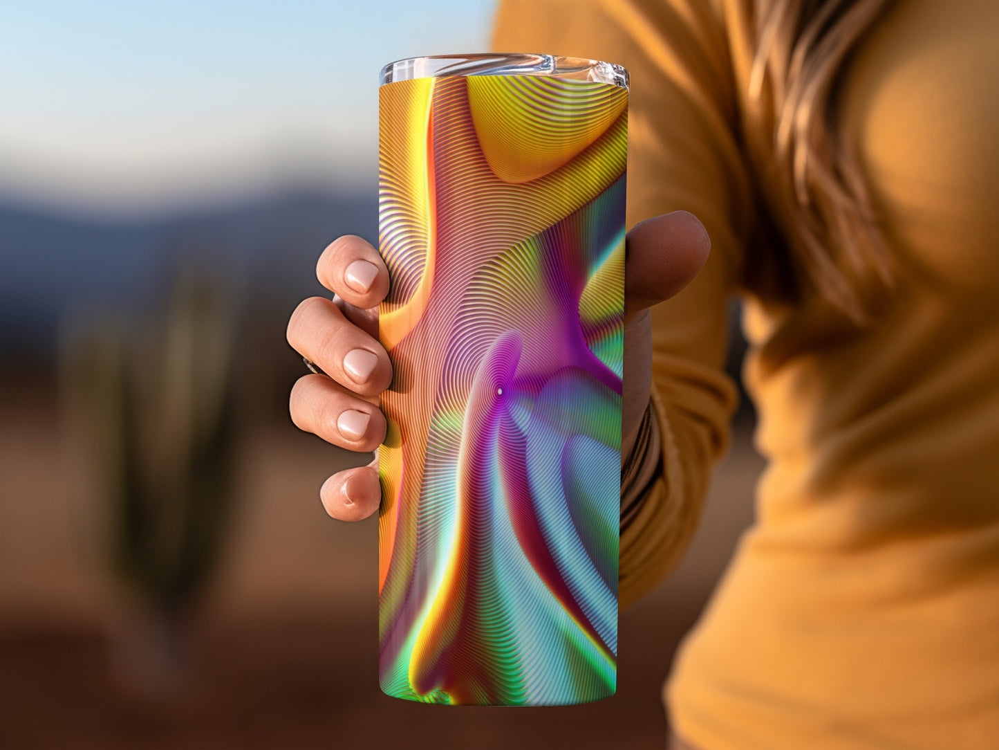 Abstract Multicolor Circular Line Pattern Visuals Tumblers