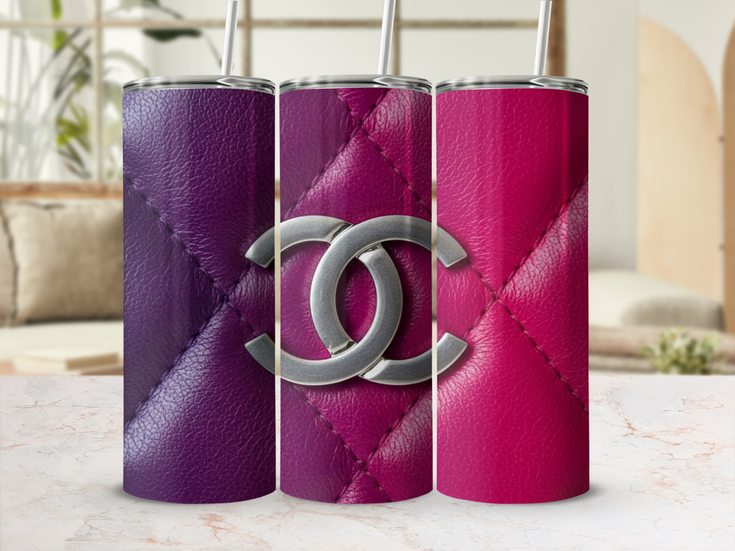 Purple to Pink Diagonal Fade Emblem Tumblers