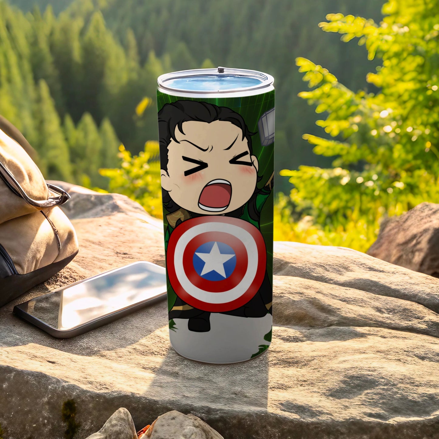 Adorable Cartoon Superhero-Themed Travel Tumbler