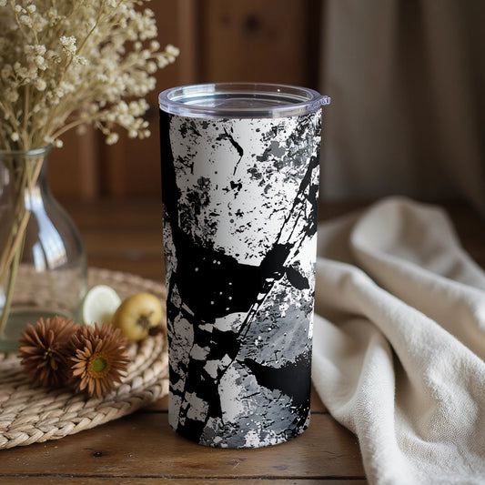 Abstract Black and White Artistic Tumbler Cup Design