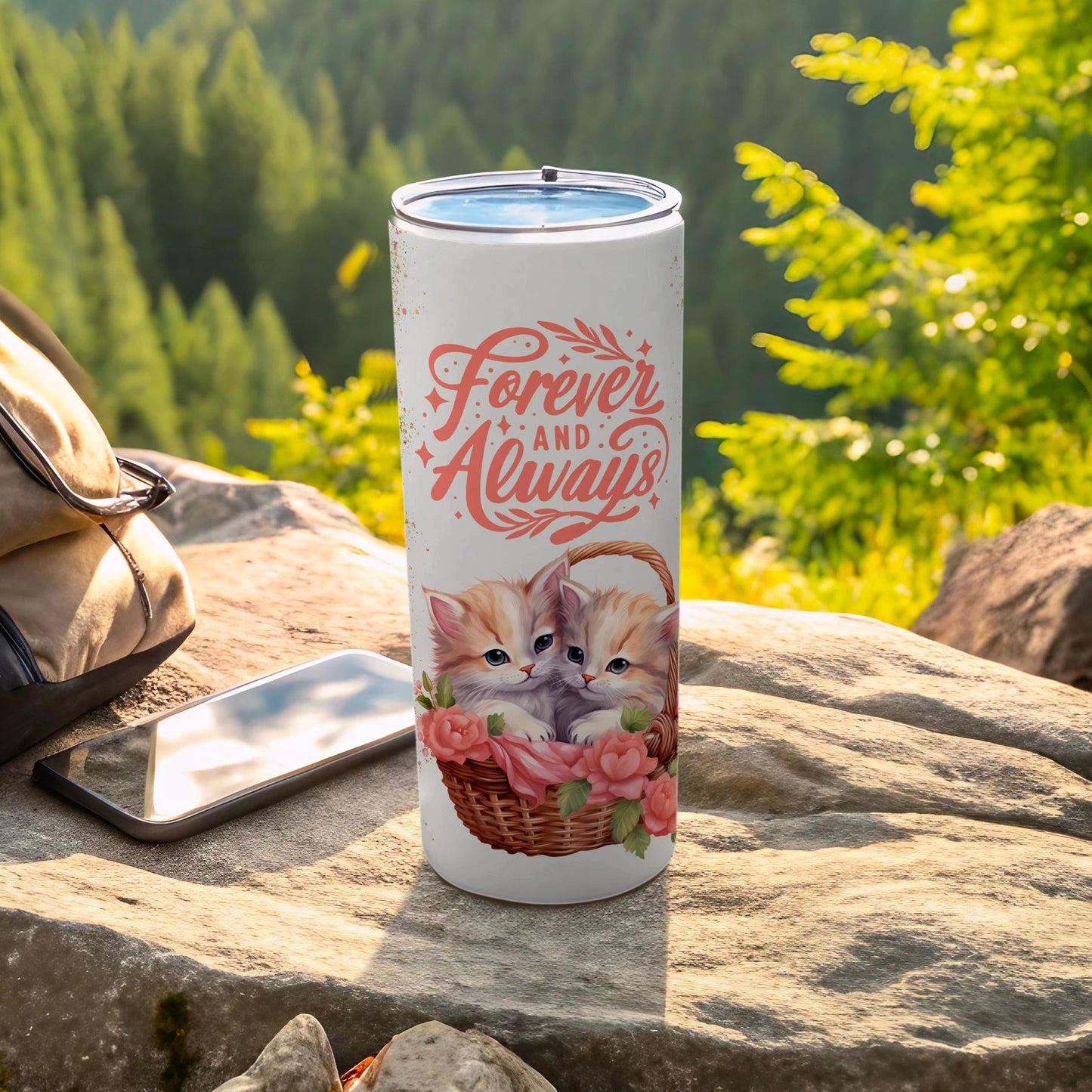 Forever and Always Cat Lovers Travel Mug Tumbler