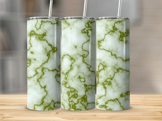 Green Marble Vein Design White Base Tumbler product type
