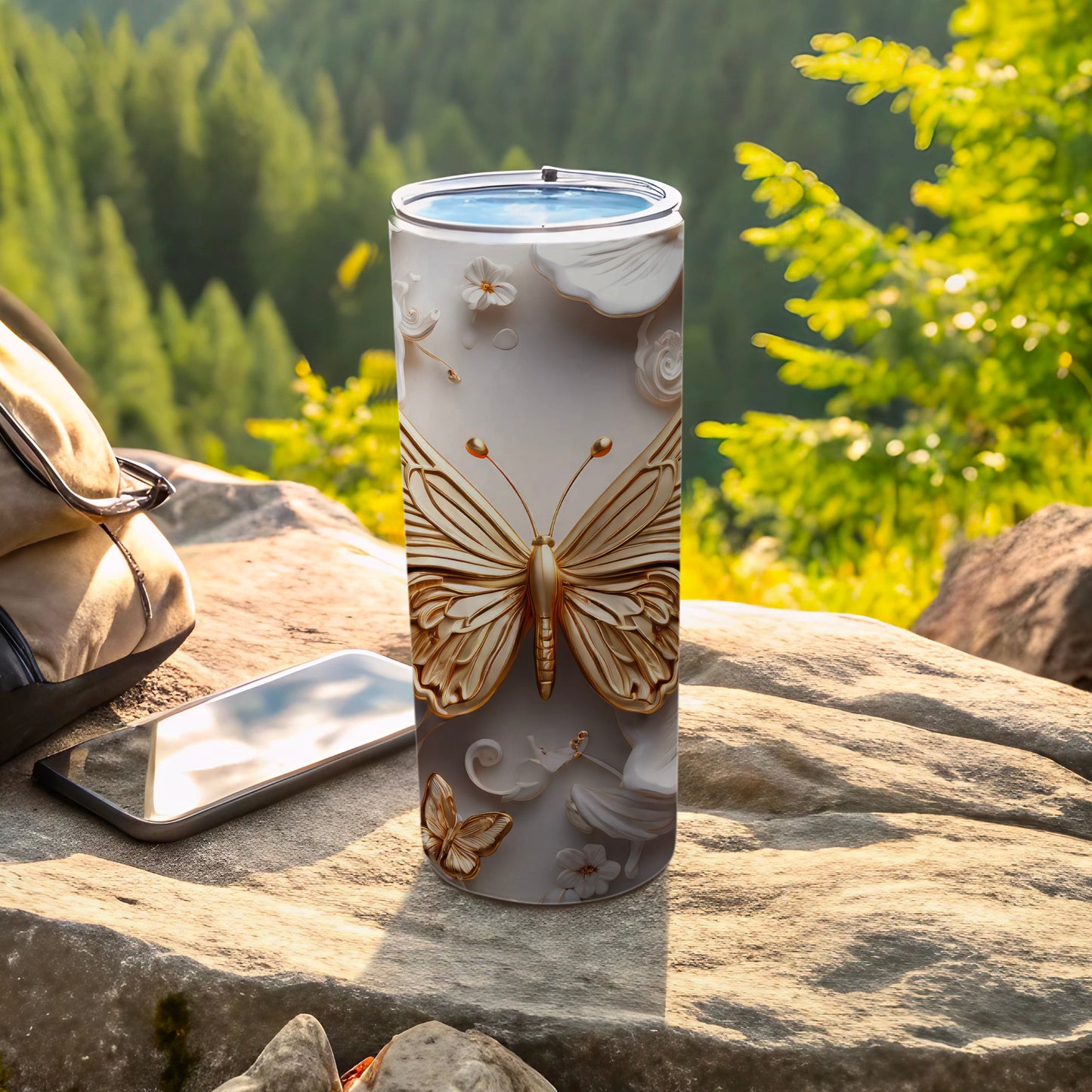 Elegant Butterfly Design Tumbler for Outdoor Adventures