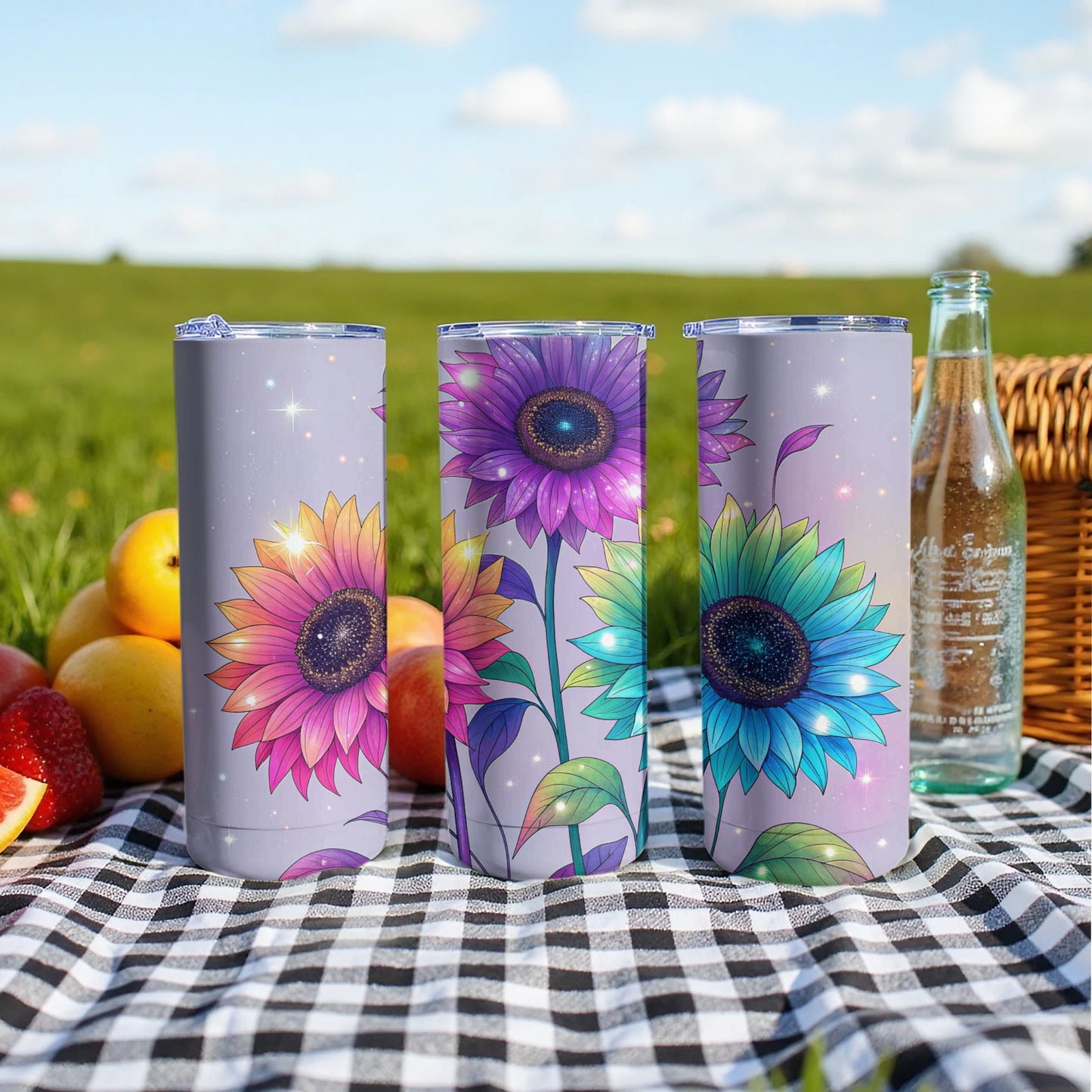 Colorful Sunflower Picnic Themed Tumbler Cup Drinkware
