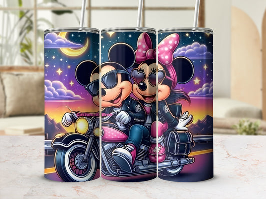 Mickey and Minnie Riding Motorcycle Tumbler Cup