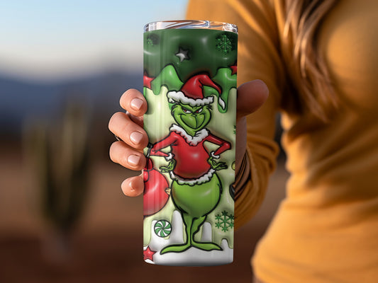 Festive Grinch Santa Design Insulated Tumbler Product