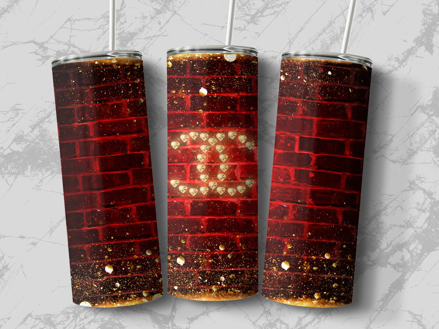 Elegant Red Brick Wall Design Tumbler with Unique Pattern