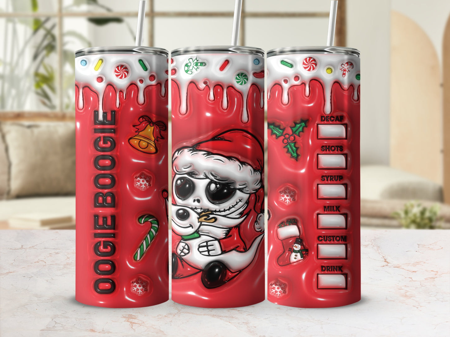 Festive Oogie Boogie Christmas-Themed Tumbler
