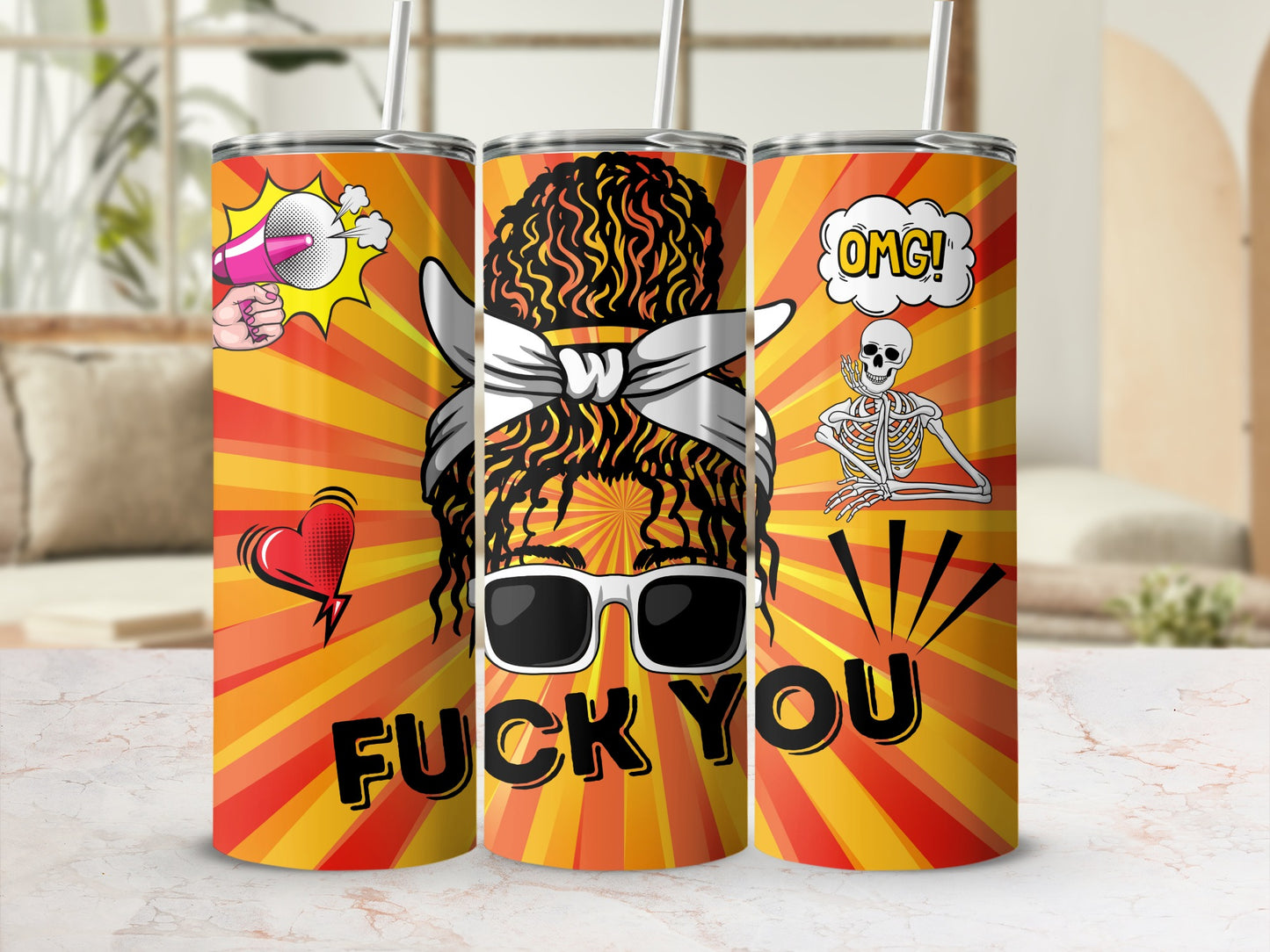 Funky Pop Art Design Tumbler with Colorful Graphics