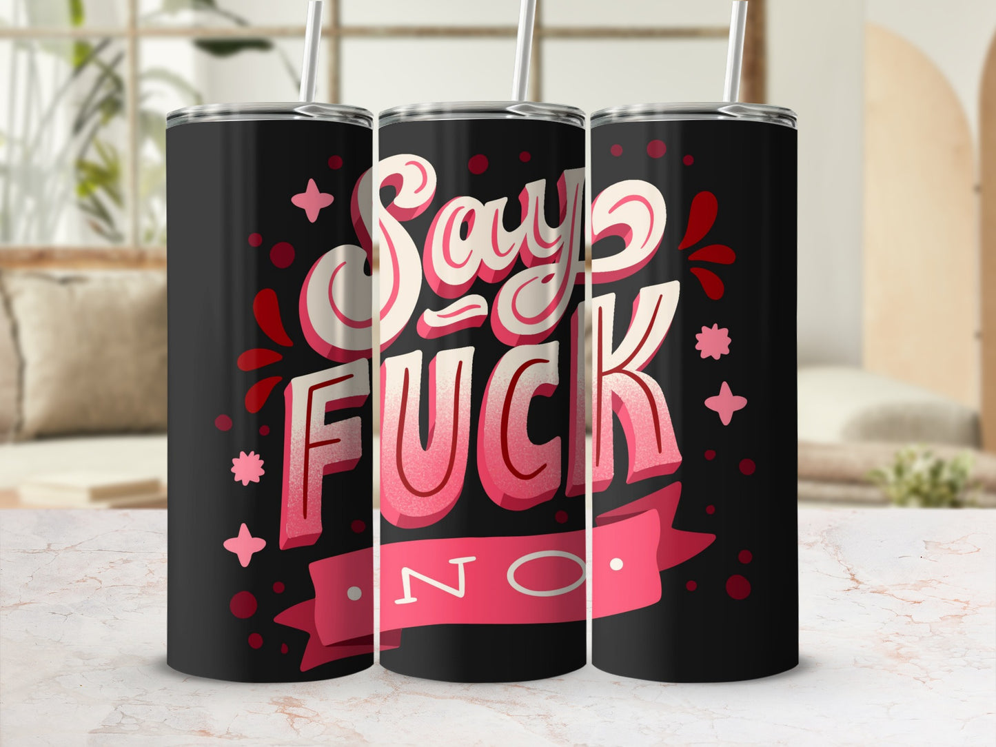 Say F*** No Design on Black Tumbler