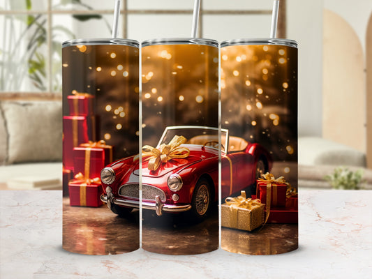 Festive Red Car with Christmas Gifts Tumbler Cup