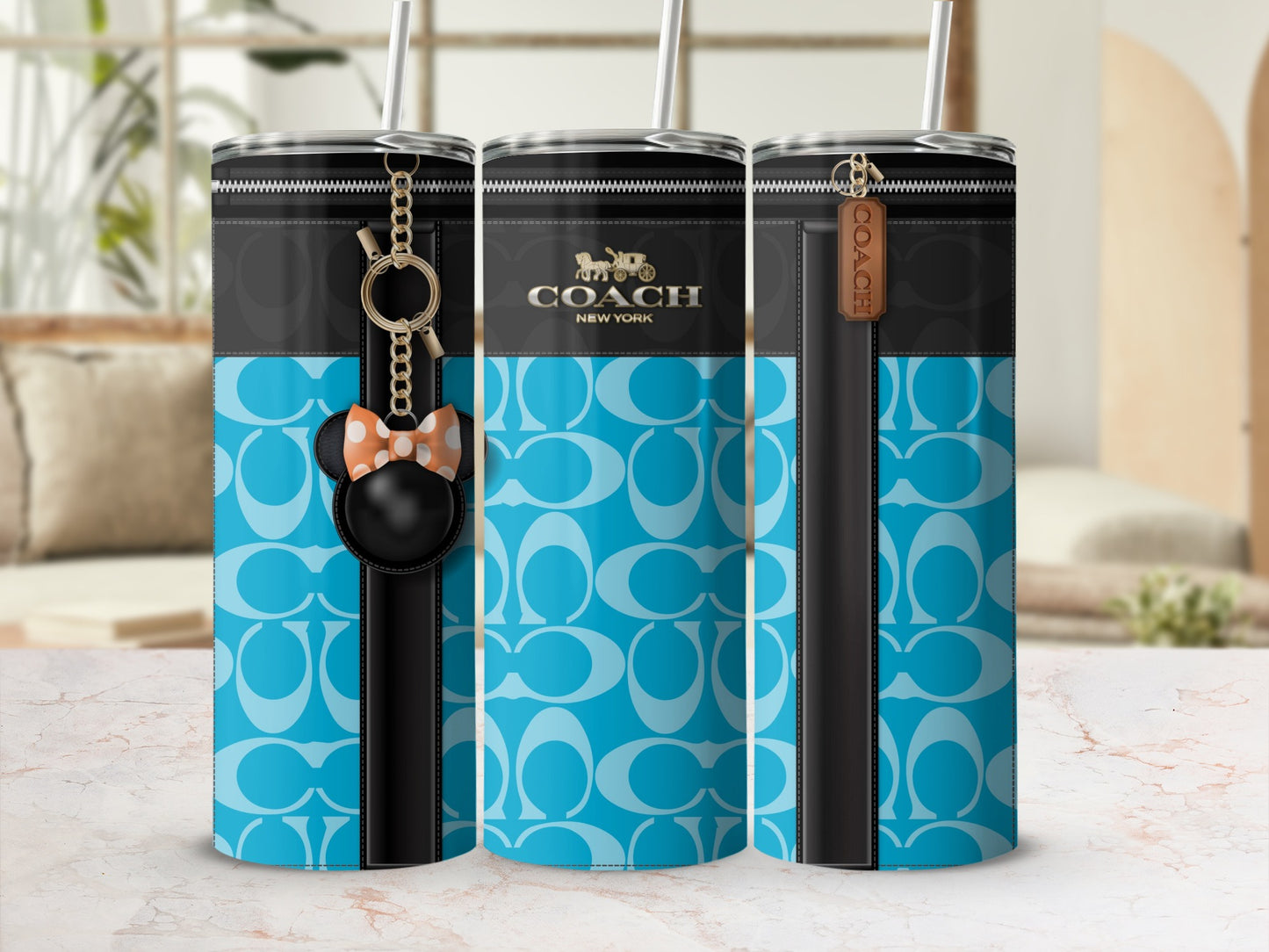Blue Coach New York Tumblers with Keyring Accessory