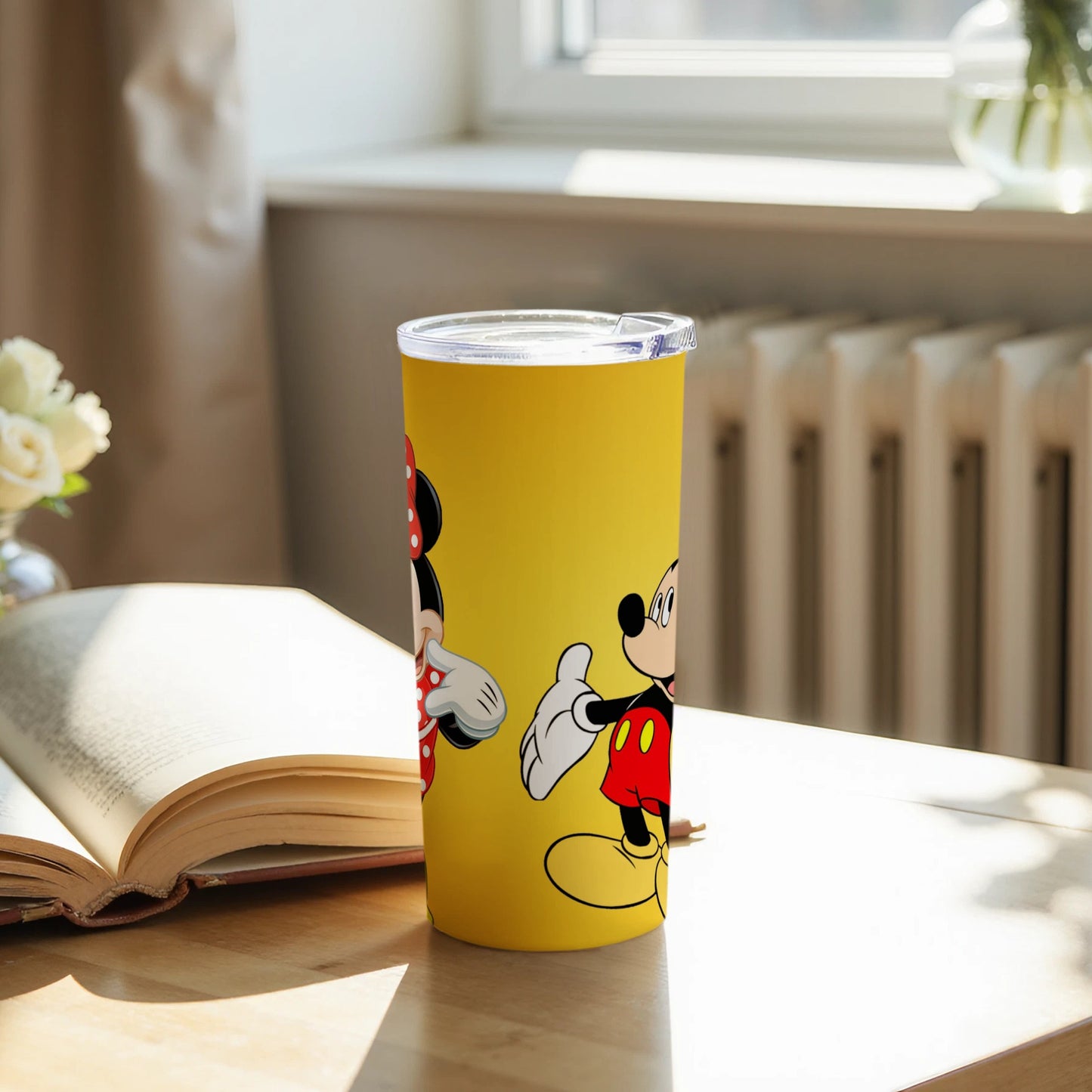 Cute Disney Characters Yellow Tumbler for Fun Travel