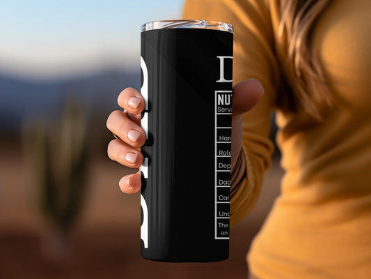 Personalized Black Tumbler with Funny Nutrition Facts
