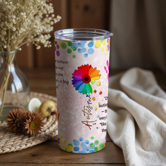 Autism Awareness Rainbow Flower Stainless Drinkware