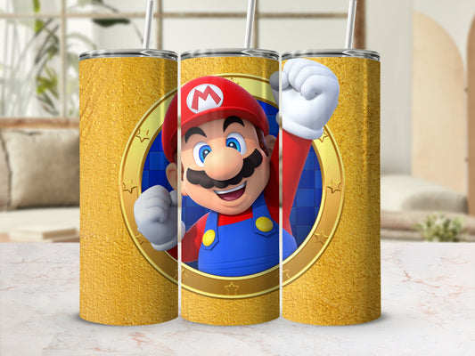 Mario Enthusiast Gold Design Tumbler