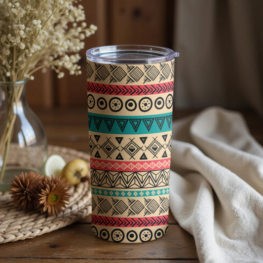 Vibrant Tribal Patterned Insulated Tumbler Beverage Holder