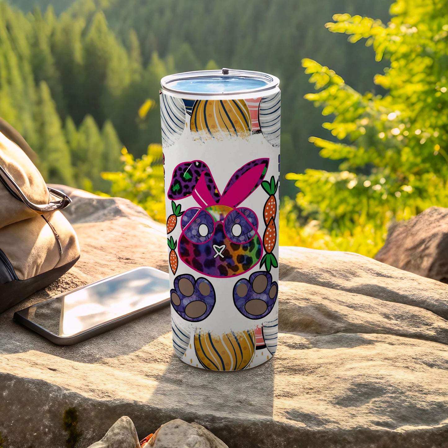 Bunny Print Tumbler Vibrant Rabbit Glasses Carrots product type