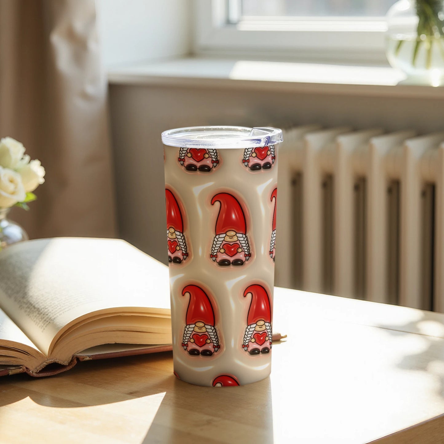 Cute Valentine Gnome Covered Insulated Tumbler