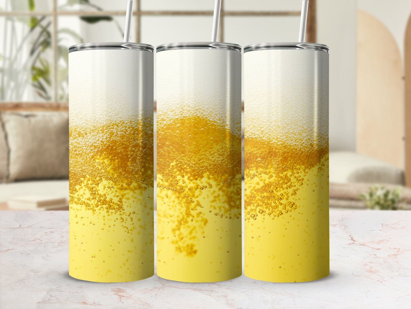 Gradient Yellow and White Double-Wall Insulated Bottle