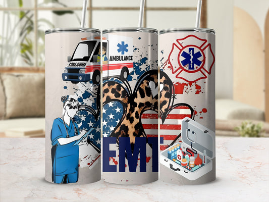 EMT Nurse Ambulance Life Support Design Tumbler Cups