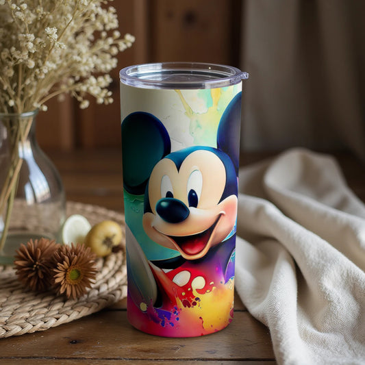 Colorful Character Print Travel Tumbler with Lid