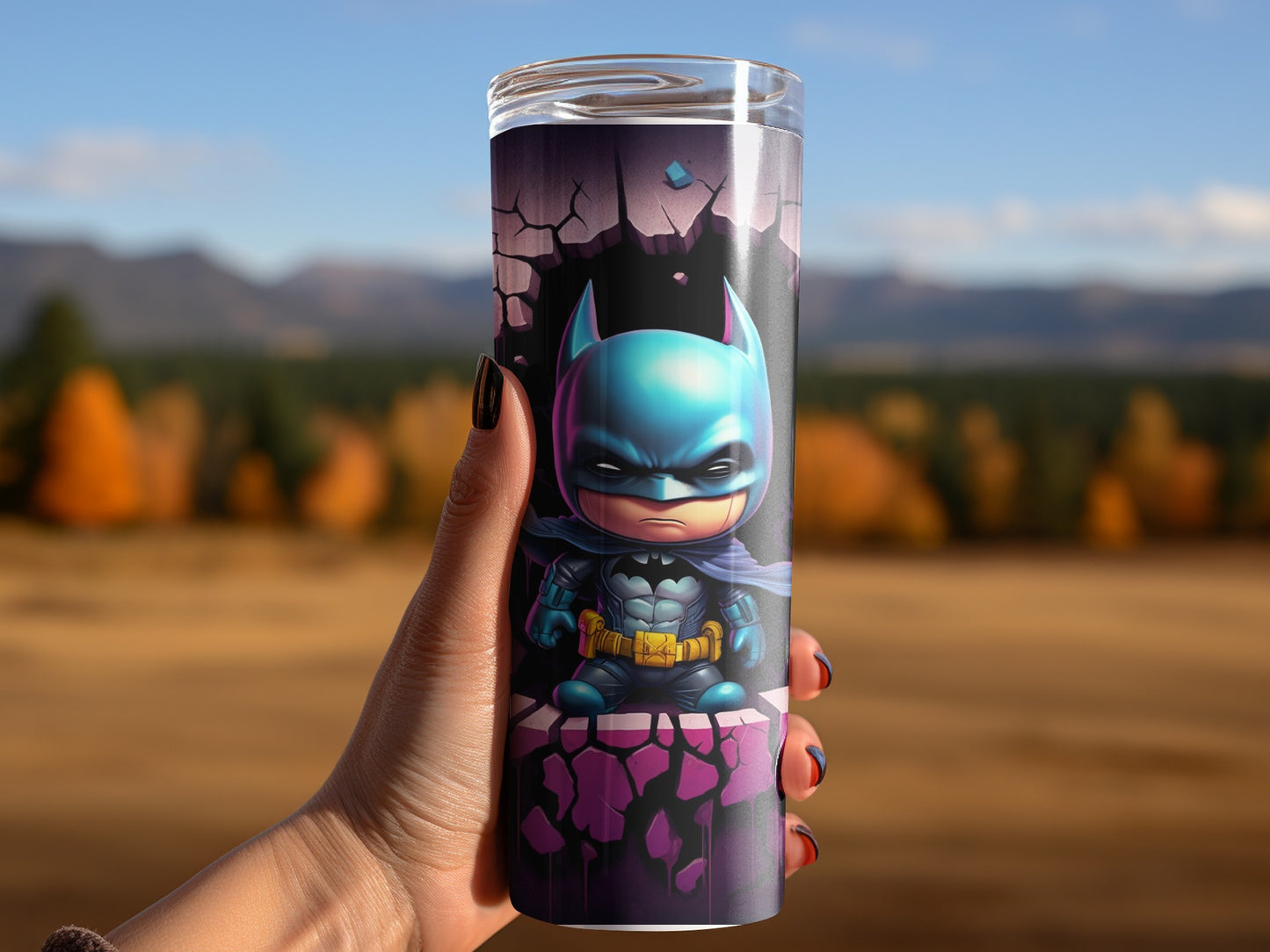 Cute Superhero Chibi Character Tumbler with Lid Product