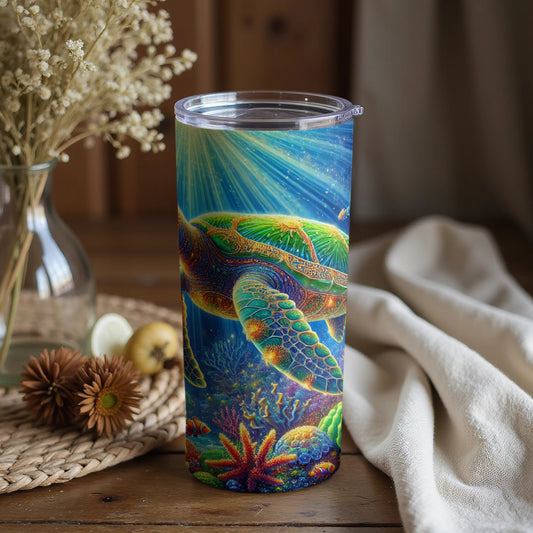 Vivid Underwater Sea Turtle Ocean Scene Tumbler