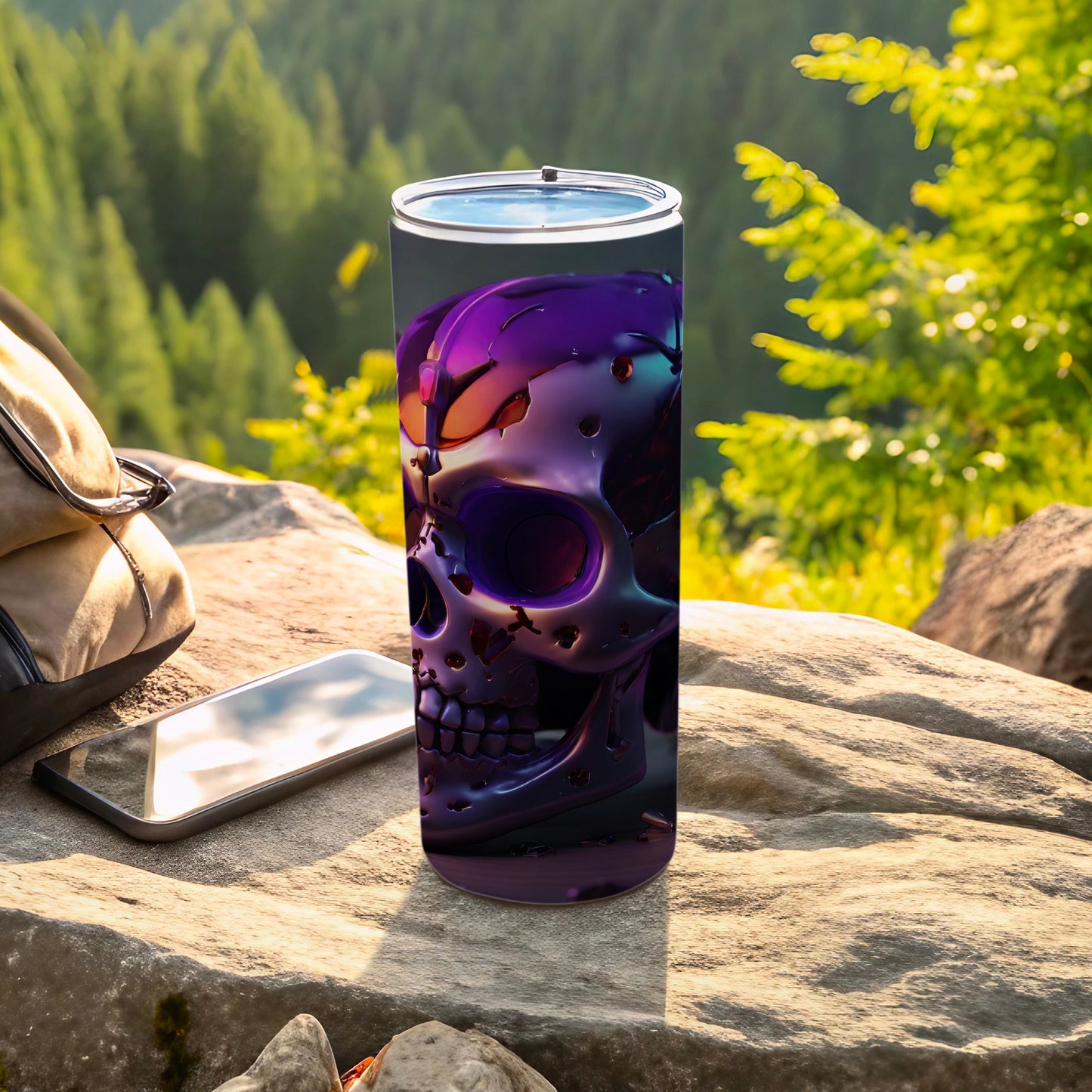 Vibrant Metallic Purple Skull Design Tumbler product type