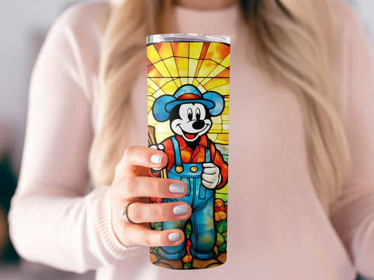 Cartoon Farmer Character Stained Glass Inspired Mug