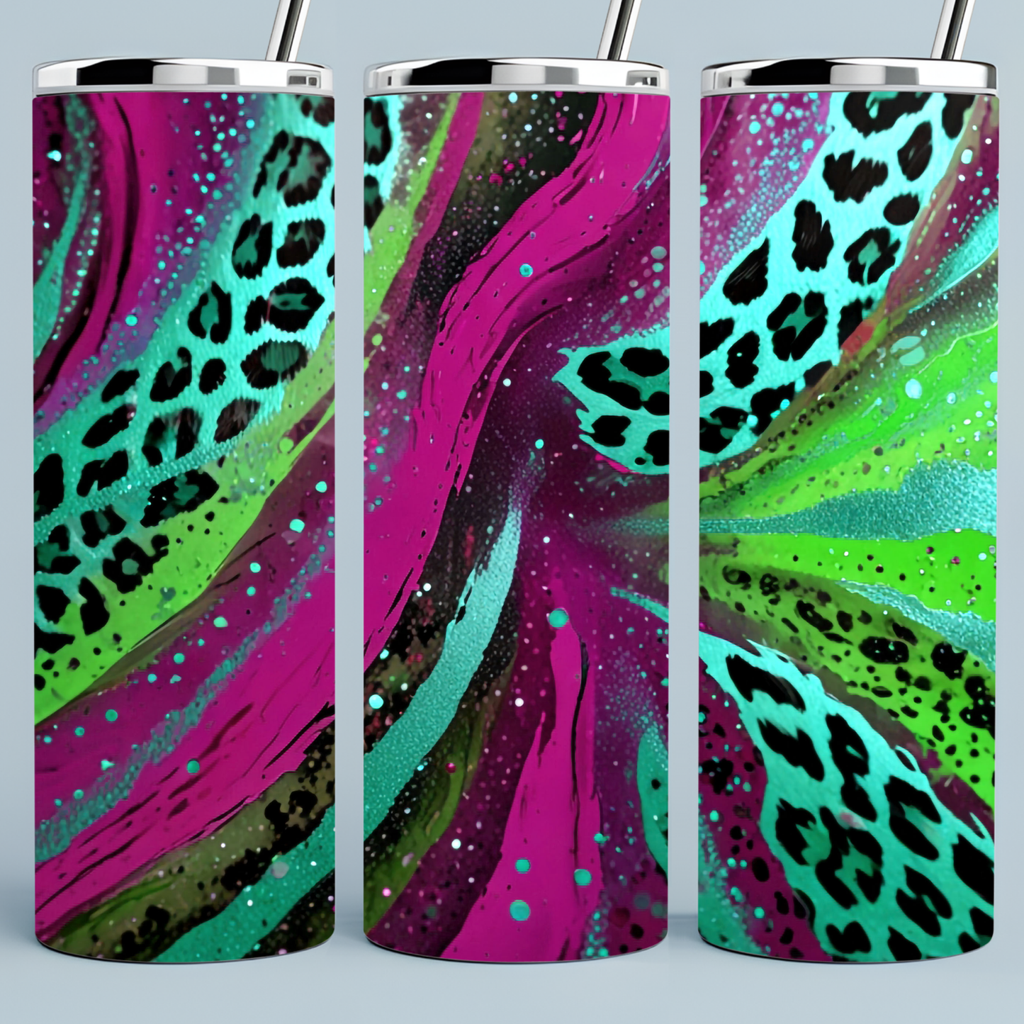 Leopard colorful Agate with green and hot pink