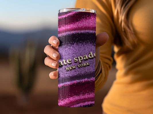 Kate Spade Inspired New York Glitter Design Colorful Tumblers