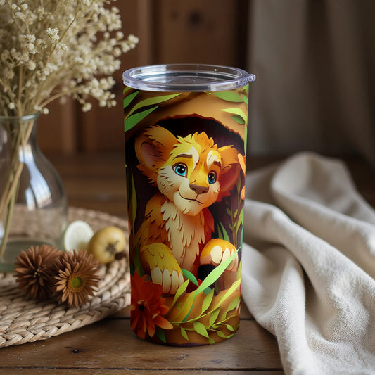 Adorable Lion and Nature Design Tumbler