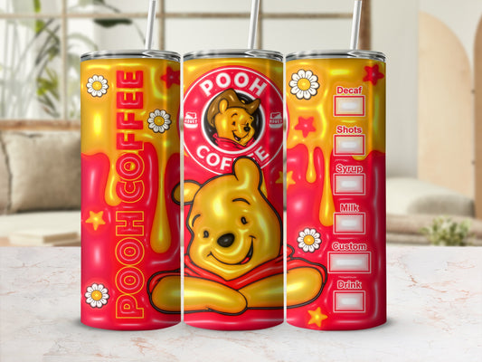 Winnie Bear Coffee Design Tumbler for Cute Beverages