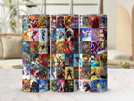 Superhero Character Collage Design Tumbler product type