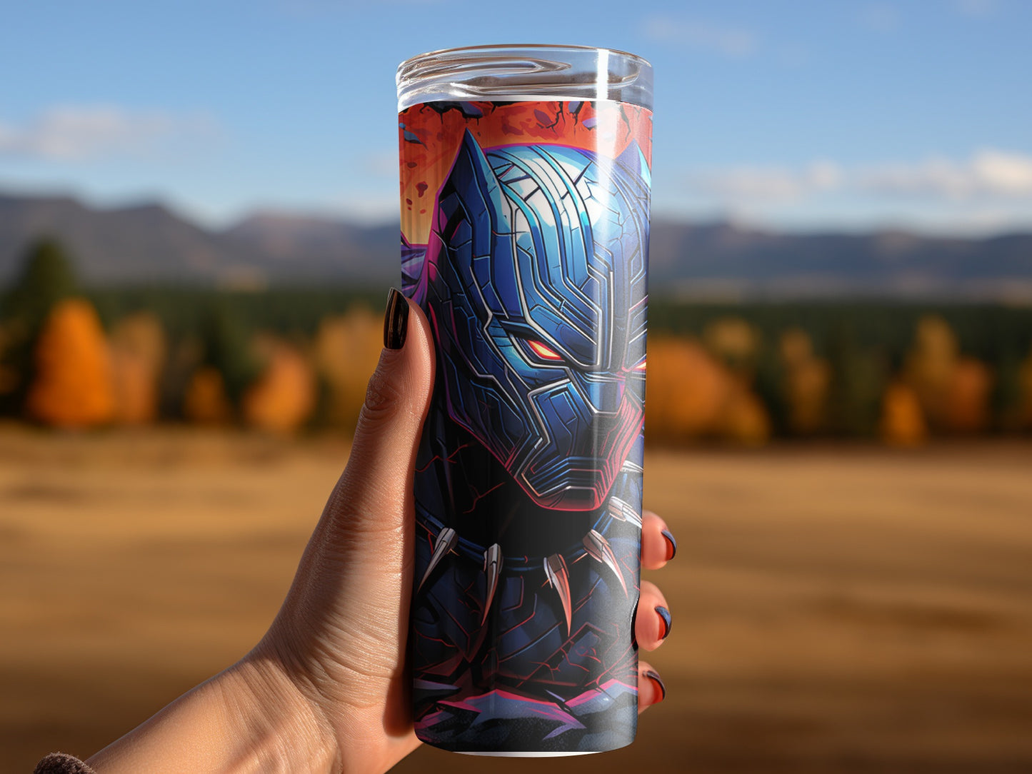 Colorful Black Panther Design Travel Mug Product
