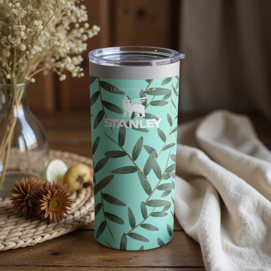 Leafy Green Stanley Tumbler with Artistic Nature Design