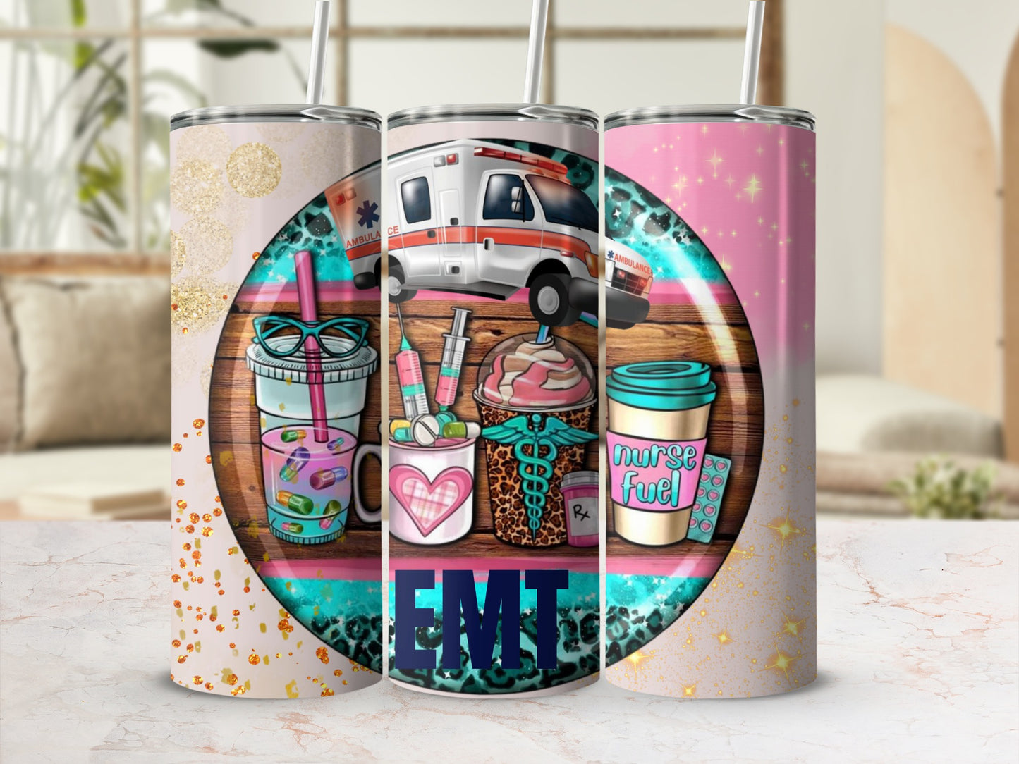 EMT Nurse Life Tumbler with Colorful Medical Design