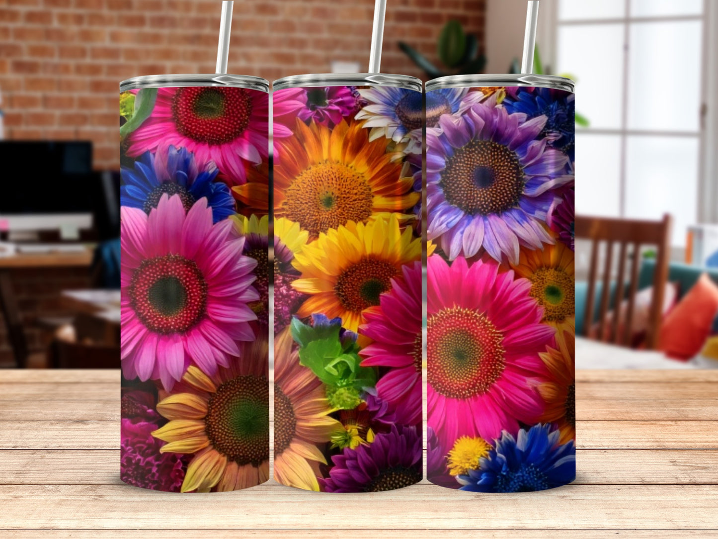 Colorful Floral Design Insulated Tumbler Product