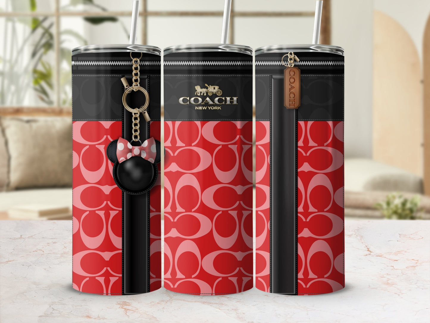 Stylish Red Coach New York Branded Tumblers