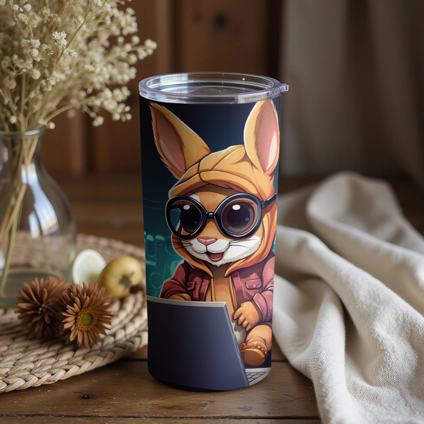 Cute Programmer Rabbit Hoodie Glasses Laptop product type