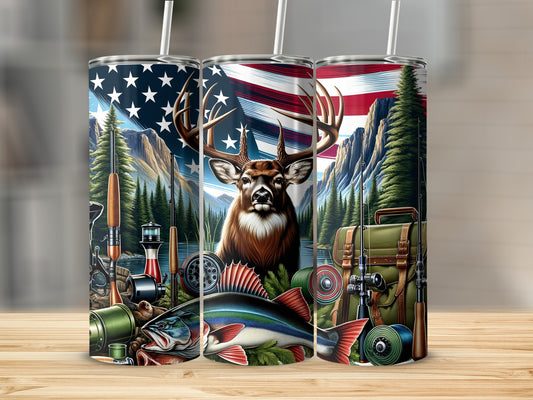 American Flag Deer Fish Hunting Fishing Outdoors product type