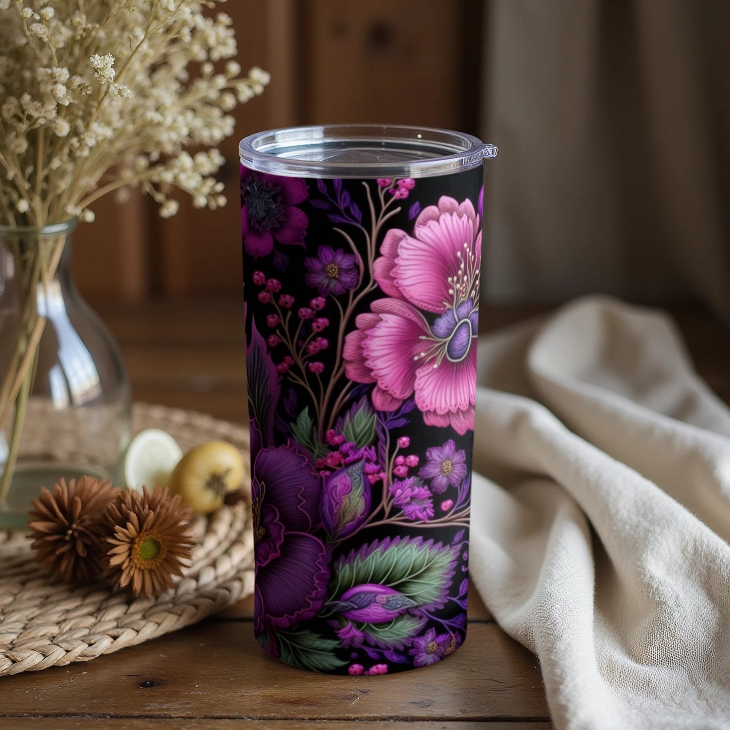 Vibrant Floral Design Tumbler for Stylish Beverage Holder