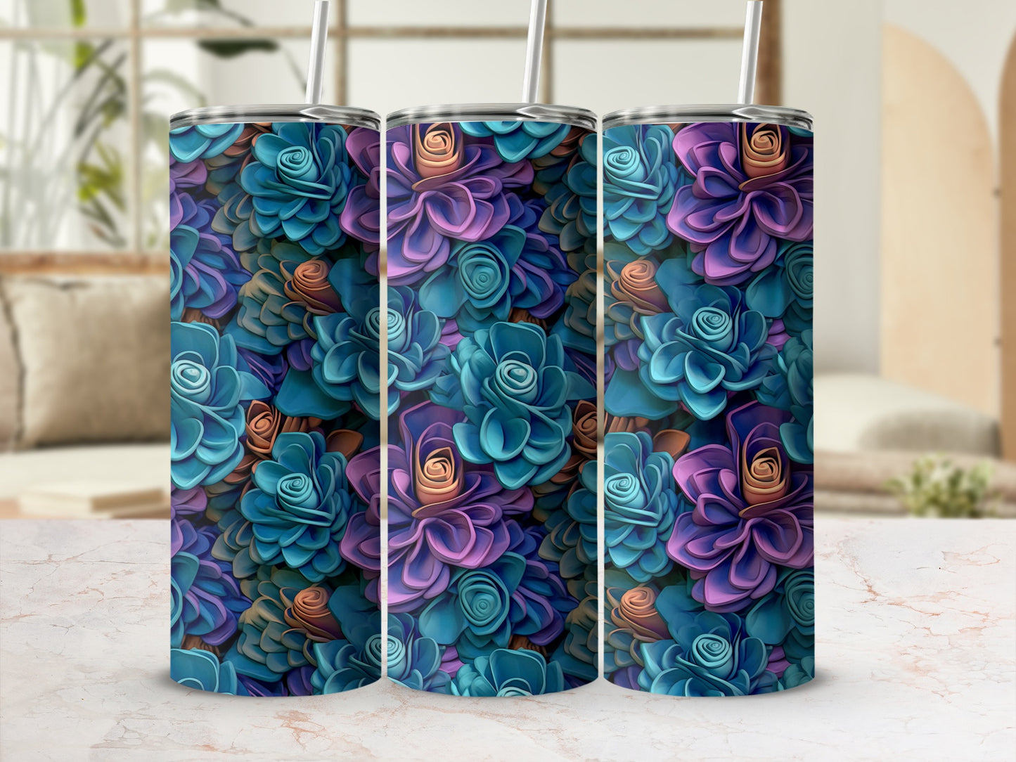 Vibrant Succulent Art Design Stainless Steel Tumbler