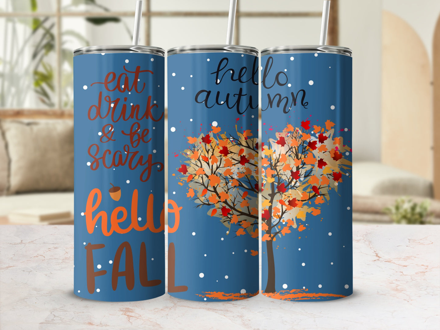 Hello Fall Scary Autumn Tree Drinkware Product