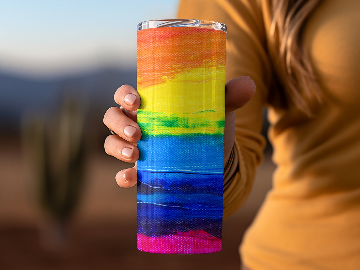 Rainbow Colors Canvas Painting Abstract Colorful Tumblers