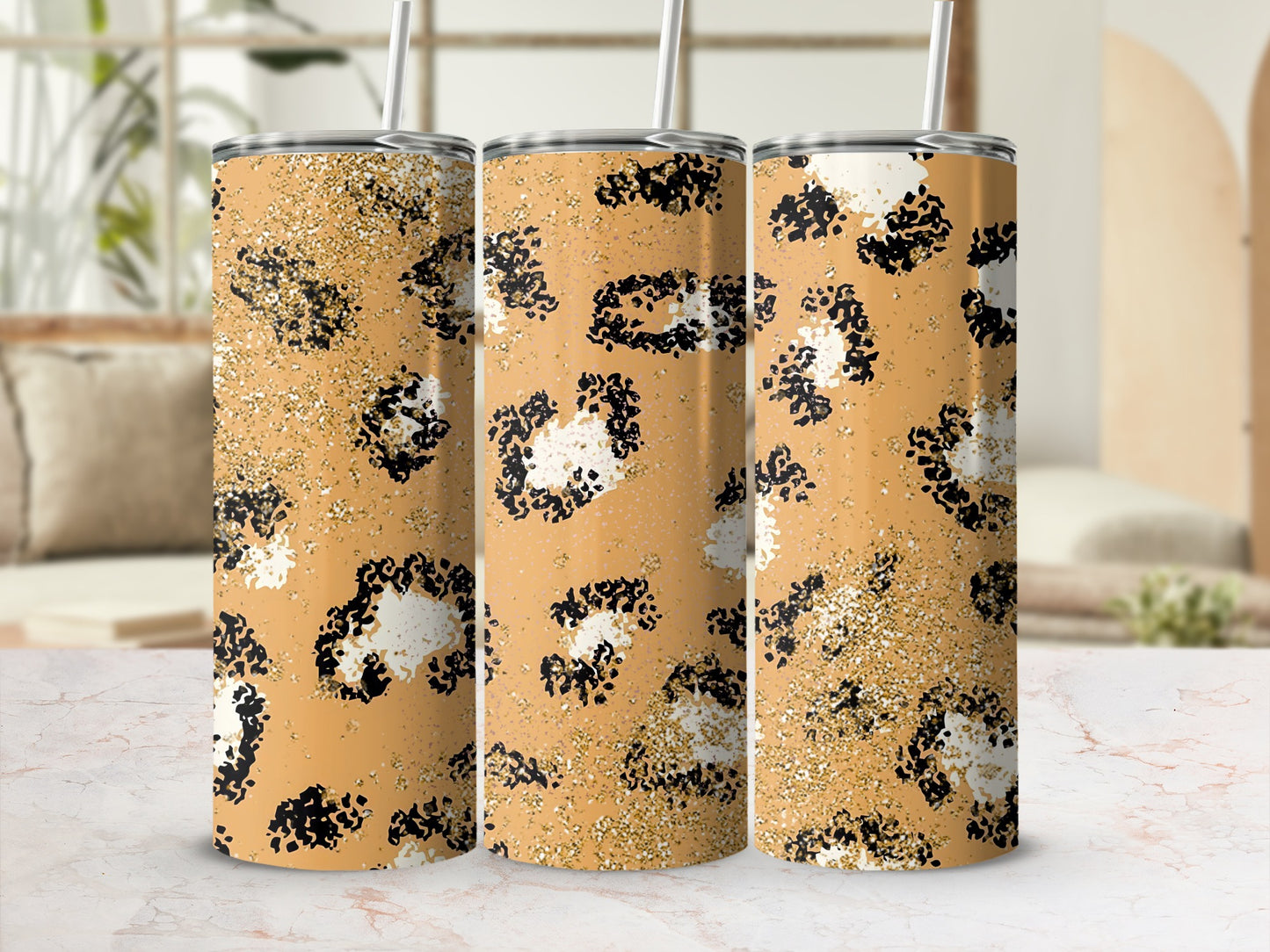Leopard Print Double Wall Skinny Tumbler Cup Product