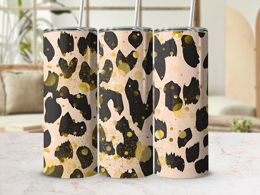 Chic Leopard Print Insulated Tumbler with Straw Tumbler