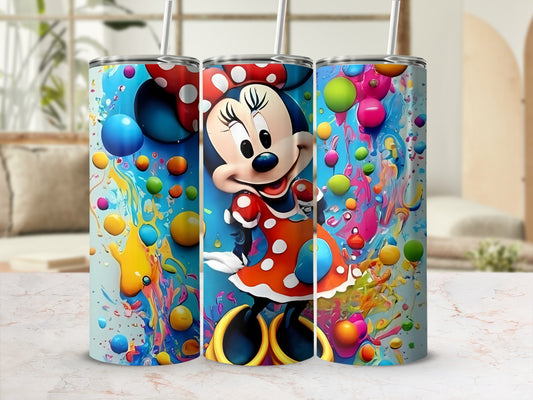 Colorful Splatter Minnie Design Custom Tumbler