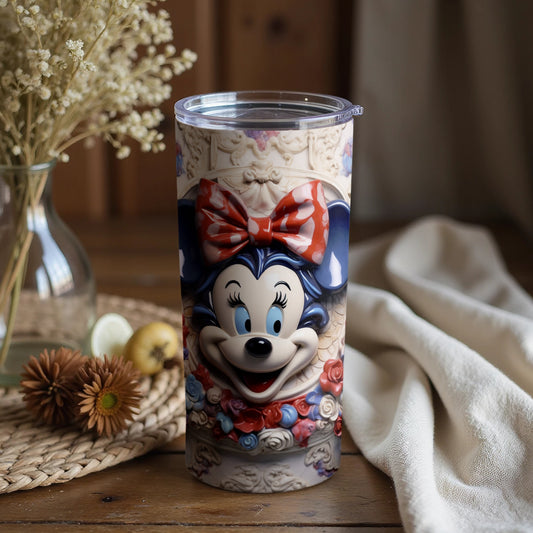 Minnie Mouse Tumbler with Decorative Floral Pattern